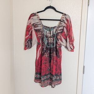 Elegant Red Paisley Women's Top